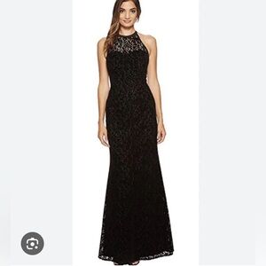 Nicole Miller Lace Velvet Black Gown